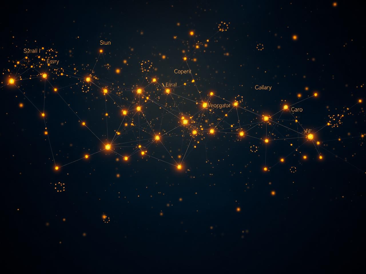 Constellation of brand authority signals across a deep navy sky